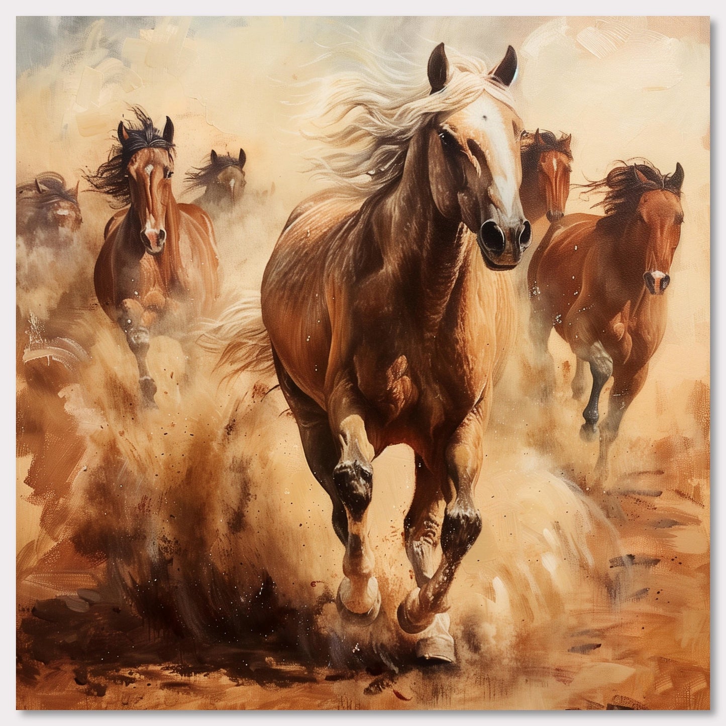 Poster titled 'Horses running on the steppe' from ArtDarts