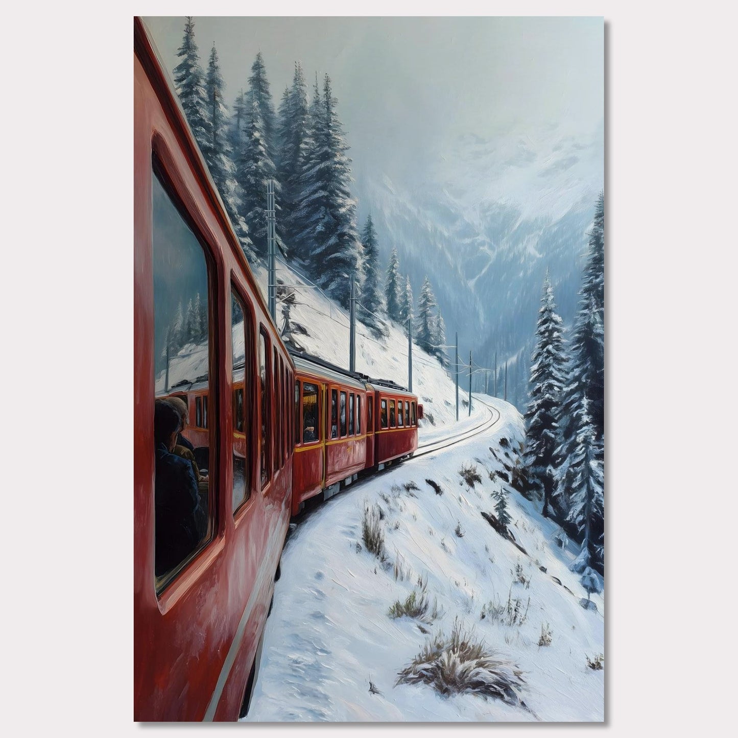 Poster titled 'Red Train, White Curve' from ArtDarts