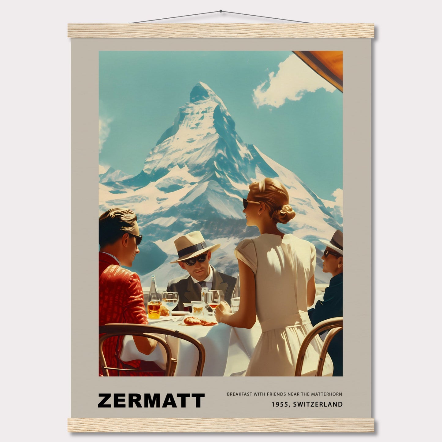 Poster titled 'Breakfast in Zermatt with Hanger' from ArtDarts