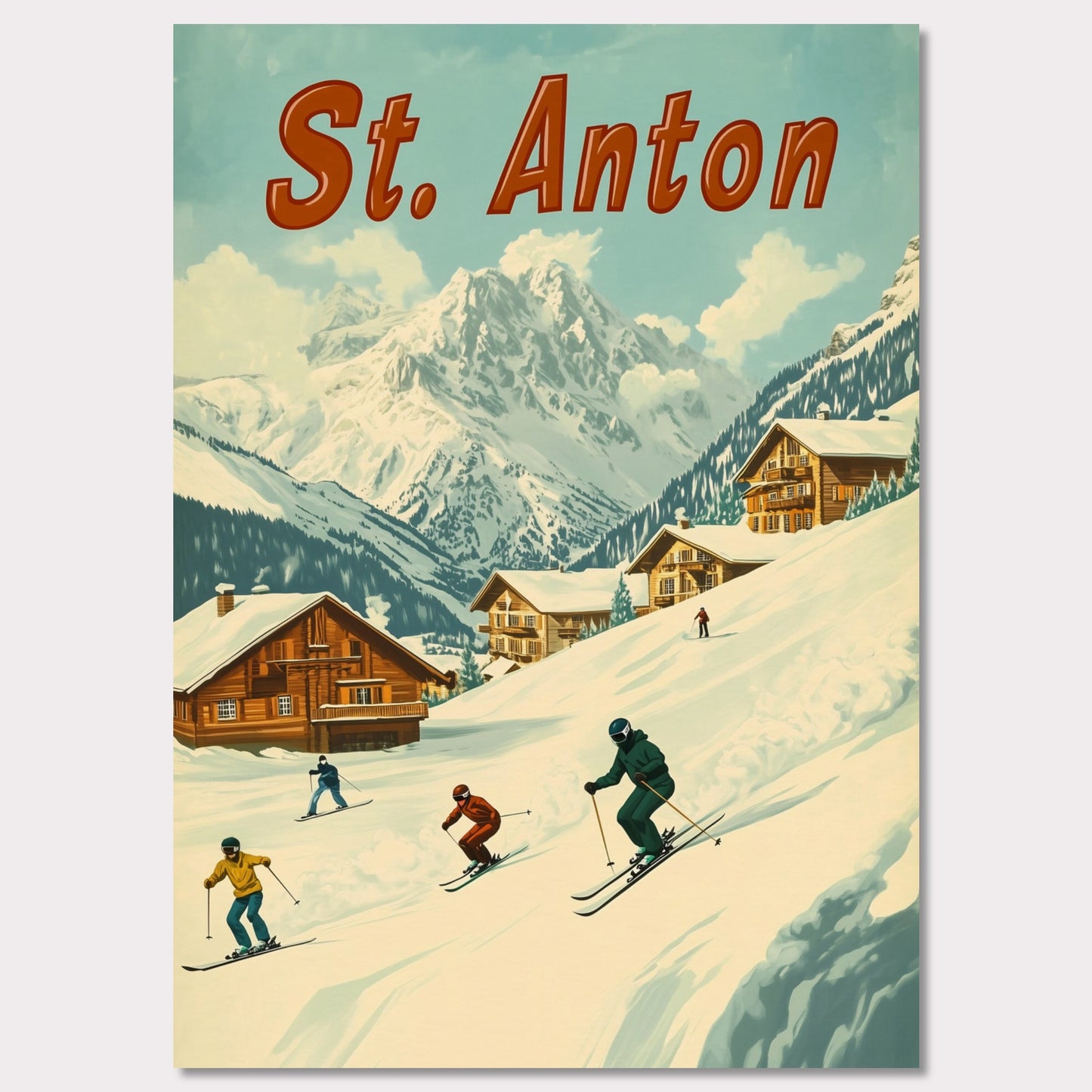 Poster titled 'St. Anton - Skiers’ Paradise' from ArtDarts