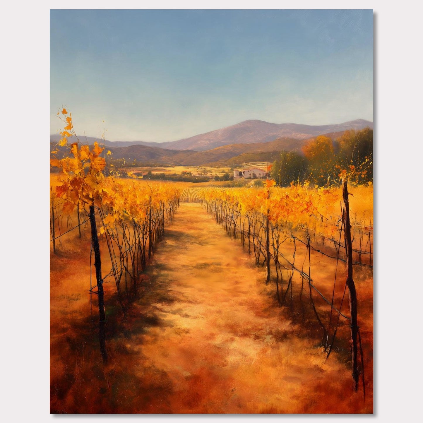 Poster titled 'Golden Rows, Autumn Vines' from ArtDarts