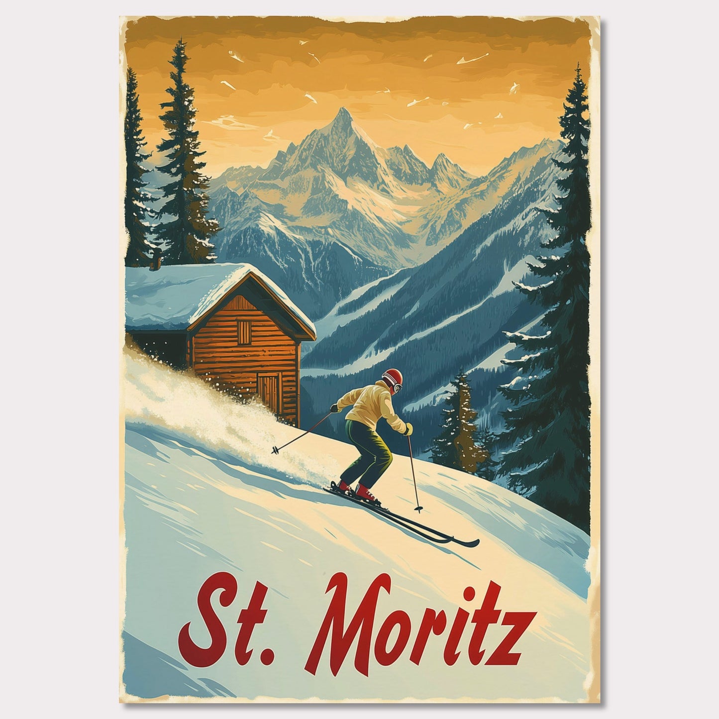 Poster titled 'St. Moritz - Alpine Skiing Adventure' from ArtDarts