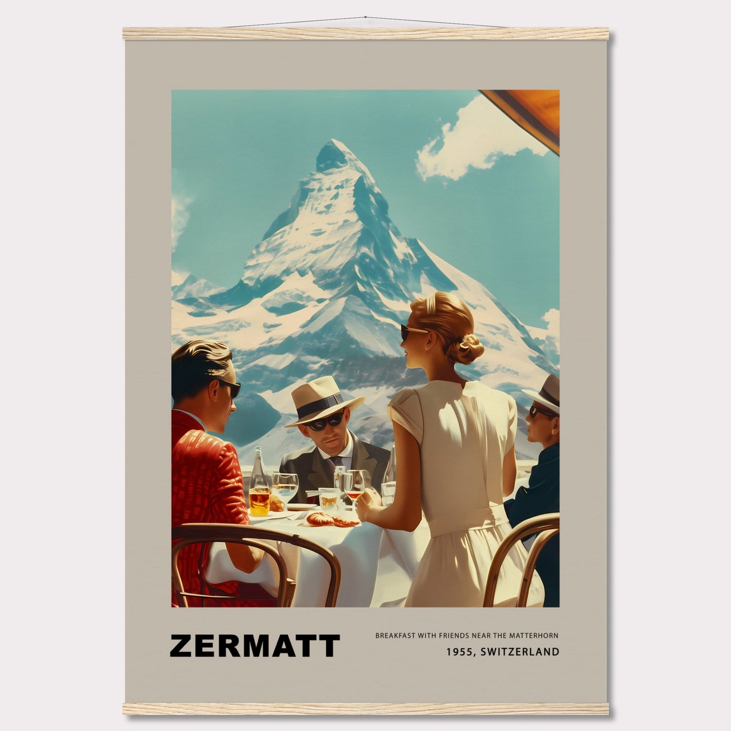 Poster titled 'Breakfast in Zermatt with Hanger' from ArtDarts