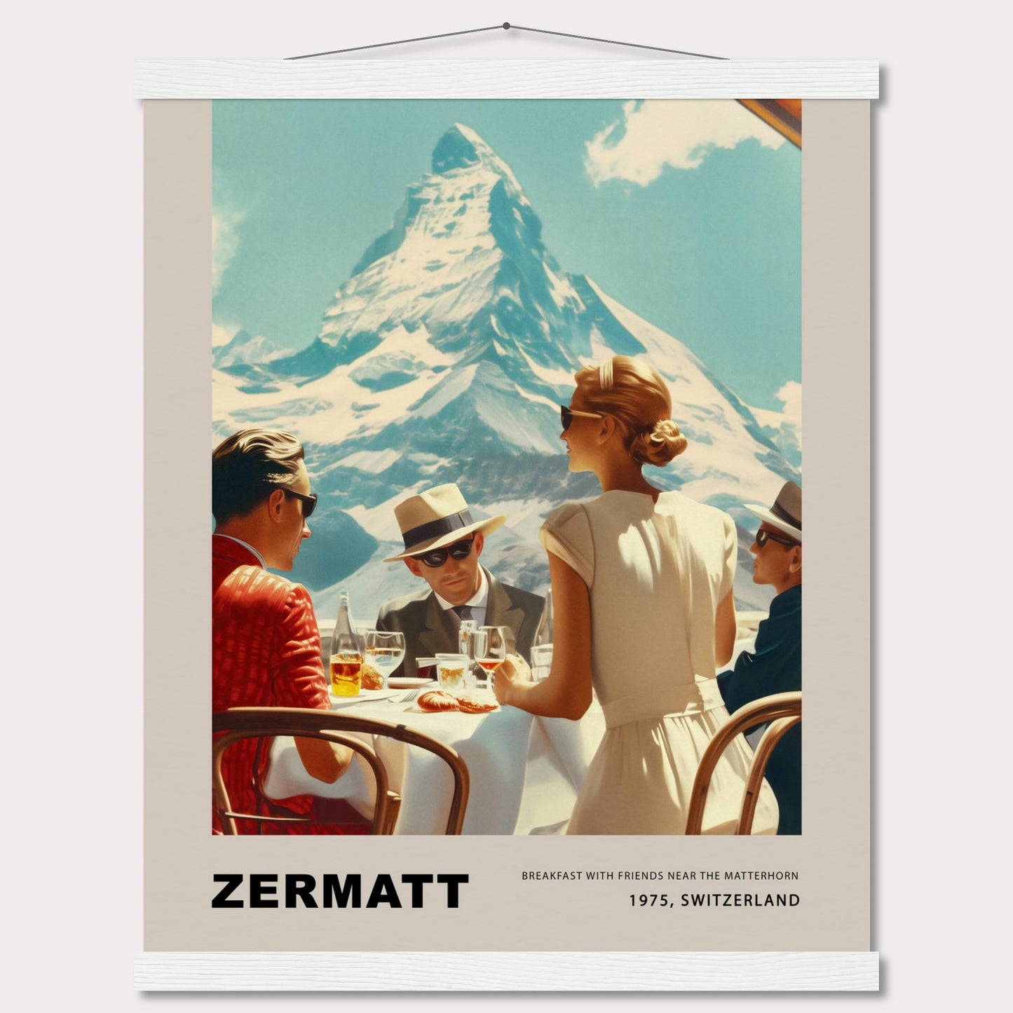Poster titled 'Breakfast in Zermatt with Hanger' from ArtDarts