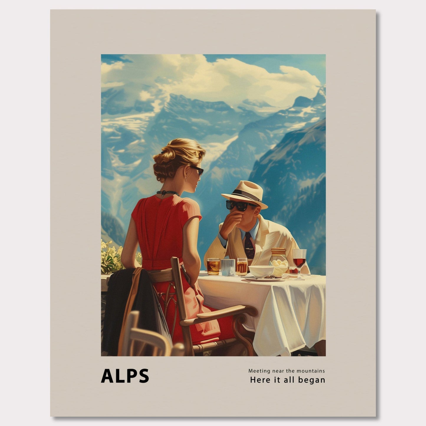 Poster titled 'Meeting by the mountains Poster' from ArtDarts