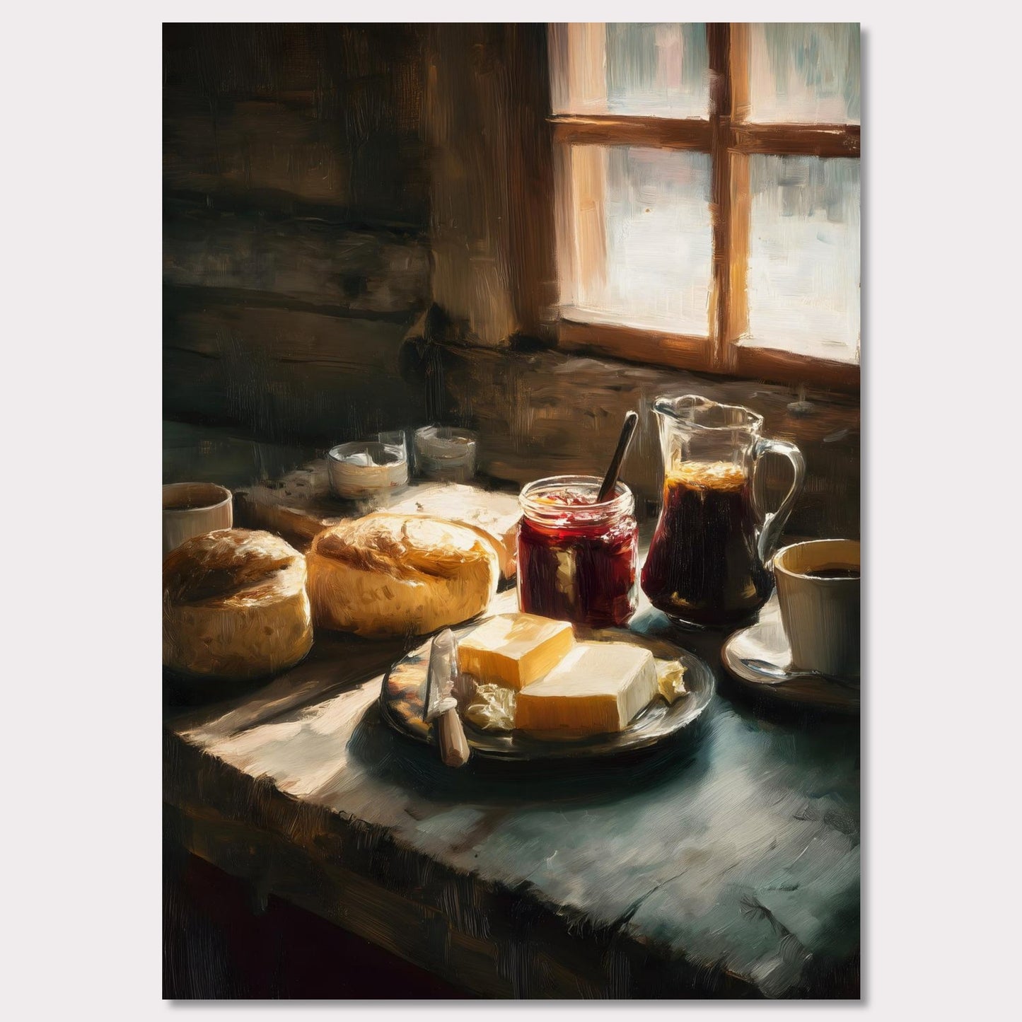 Poster titled 'Breakfast Still, Jar & Steam' from ArtDarts