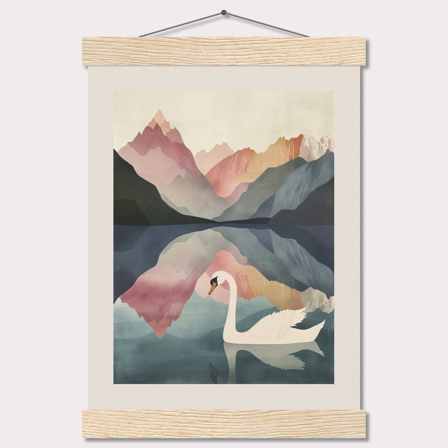Poster titled 'White Swan on the Lake Geneva with Hanger' from ArtDarts