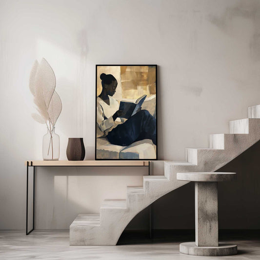 Poster titled 'Girl reading a book Poster' from ArtDarts
