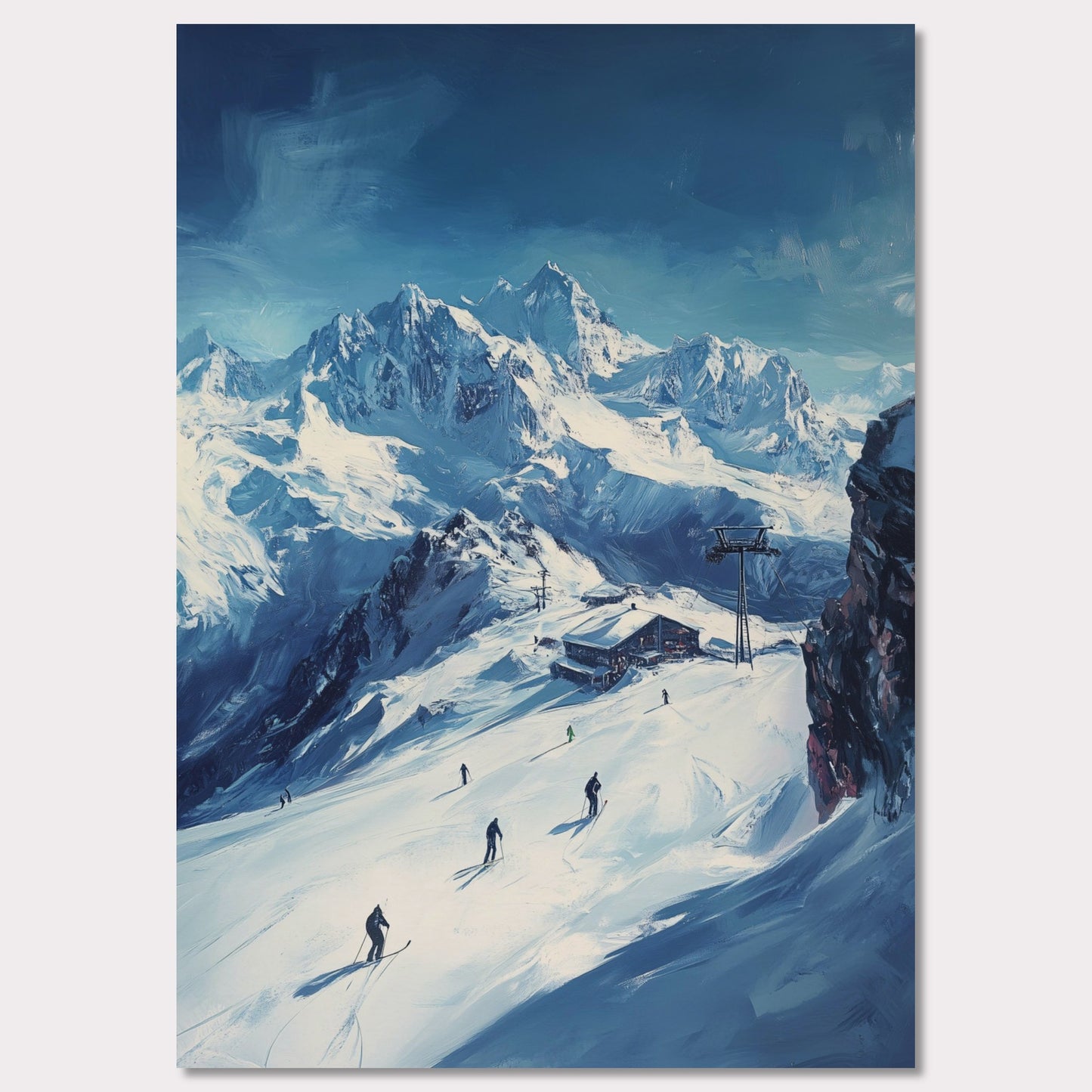 Poster titled 'Skiing the Alps - Adventure Awaits' from ArtDarts