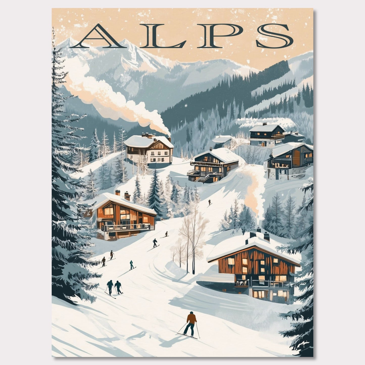 Poster titled 'Alps - Ski Resort Adventure' from ArtDarts