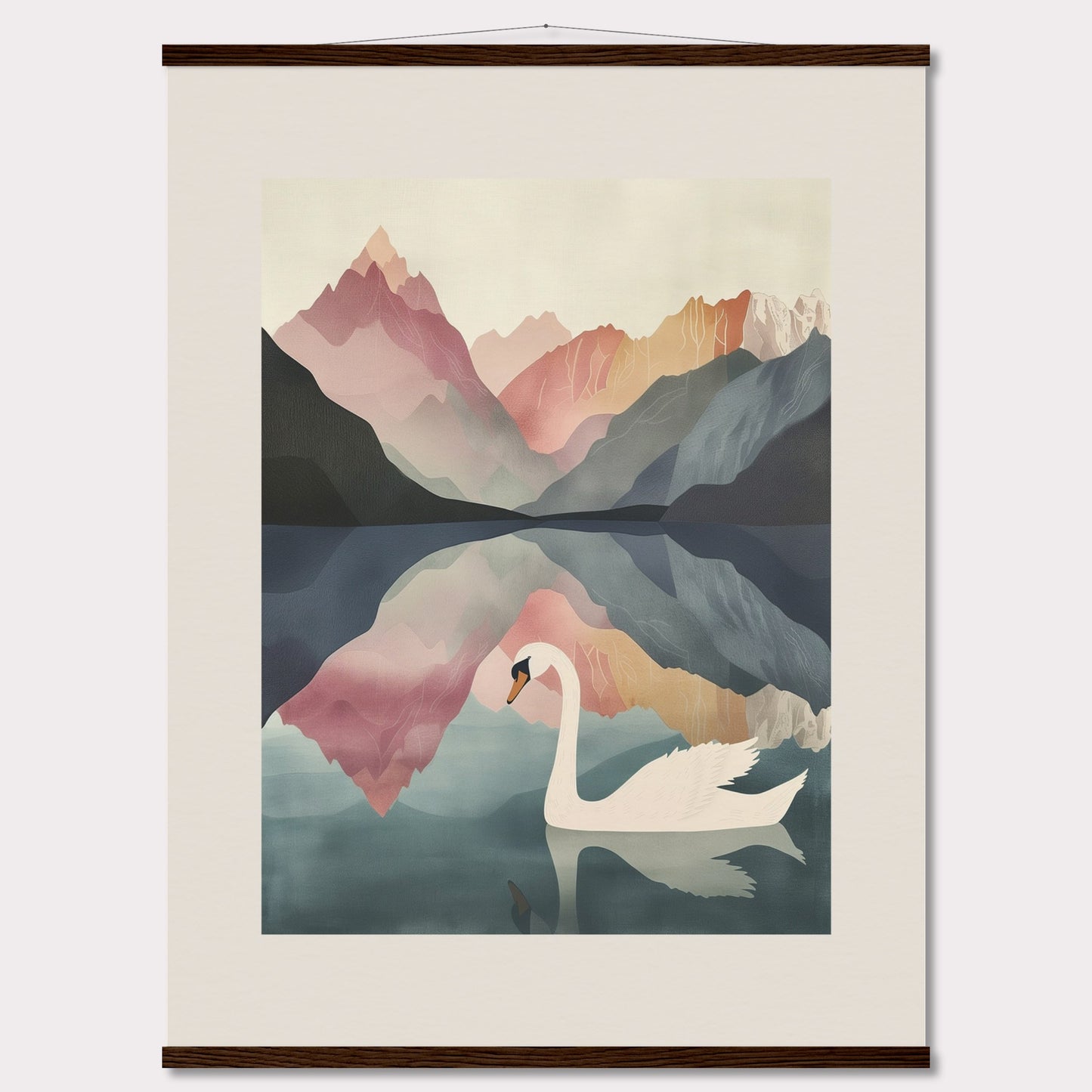 Poster titled 'White Swan on the Lake Geneva with Hanger' from ArtDarts