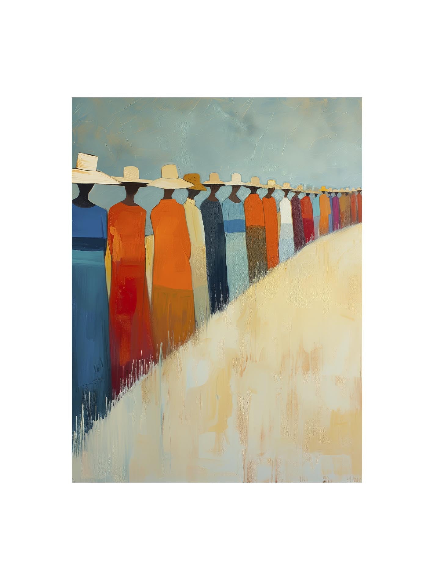 Poster titled 'Row of people near the field Poster' from ArtDarts