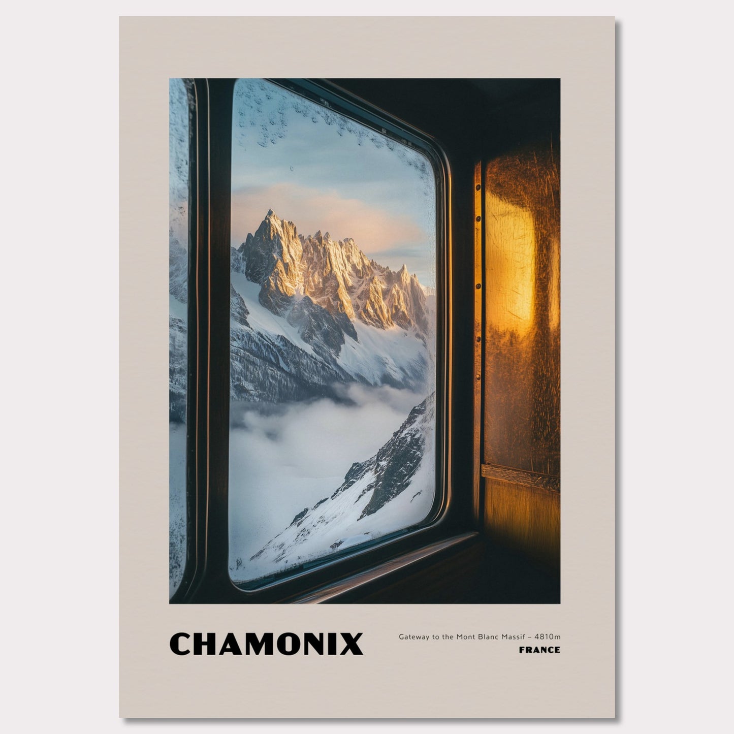 Poster titled 'CHAMONIX. Gateway to the Mont Blanc Massif' from ArtDarts