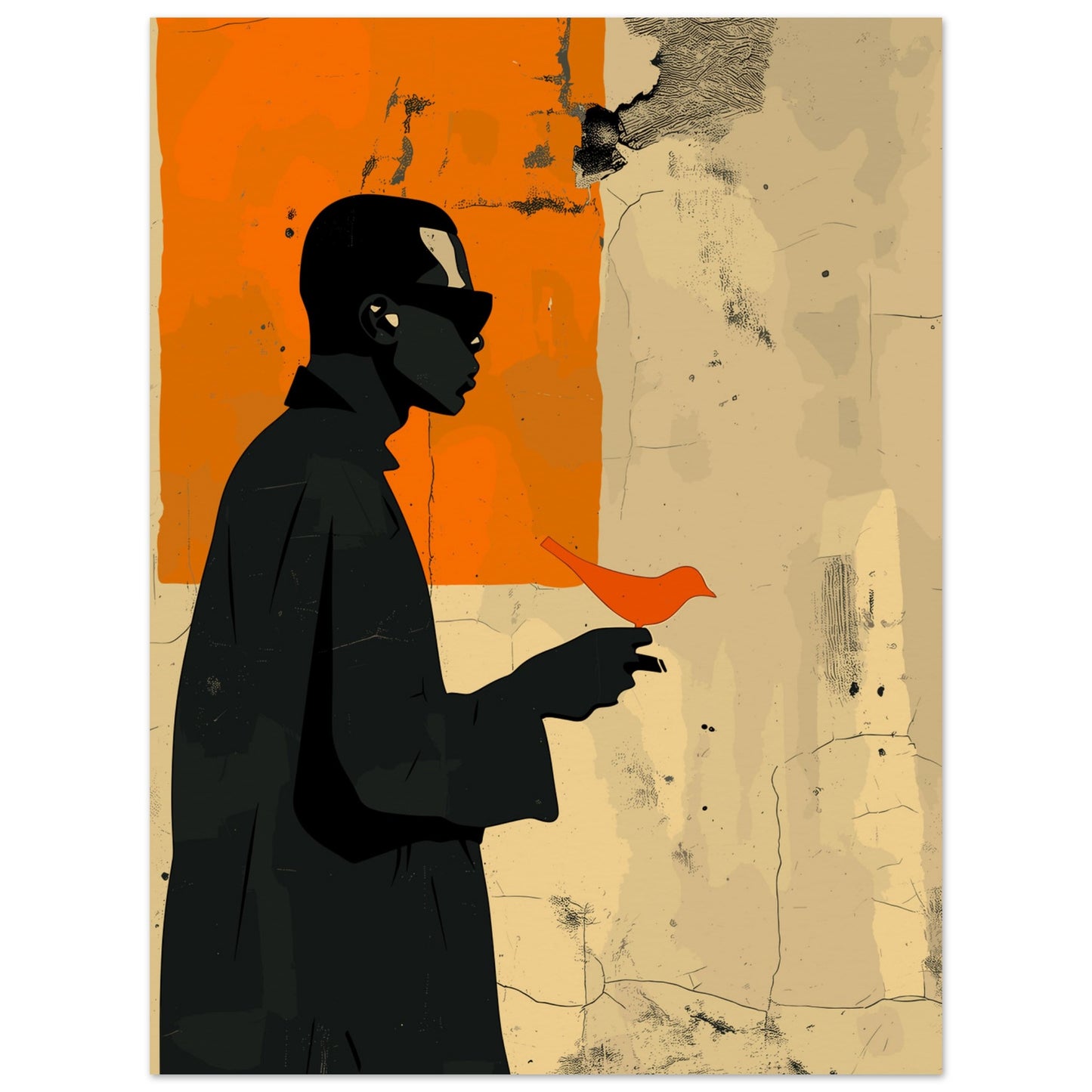 Poster titled 'Man with a Bird Poster' from ArtDarts