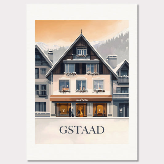 Poster titled 'Gstaad – Luxury & Tradition' from ArtDarts