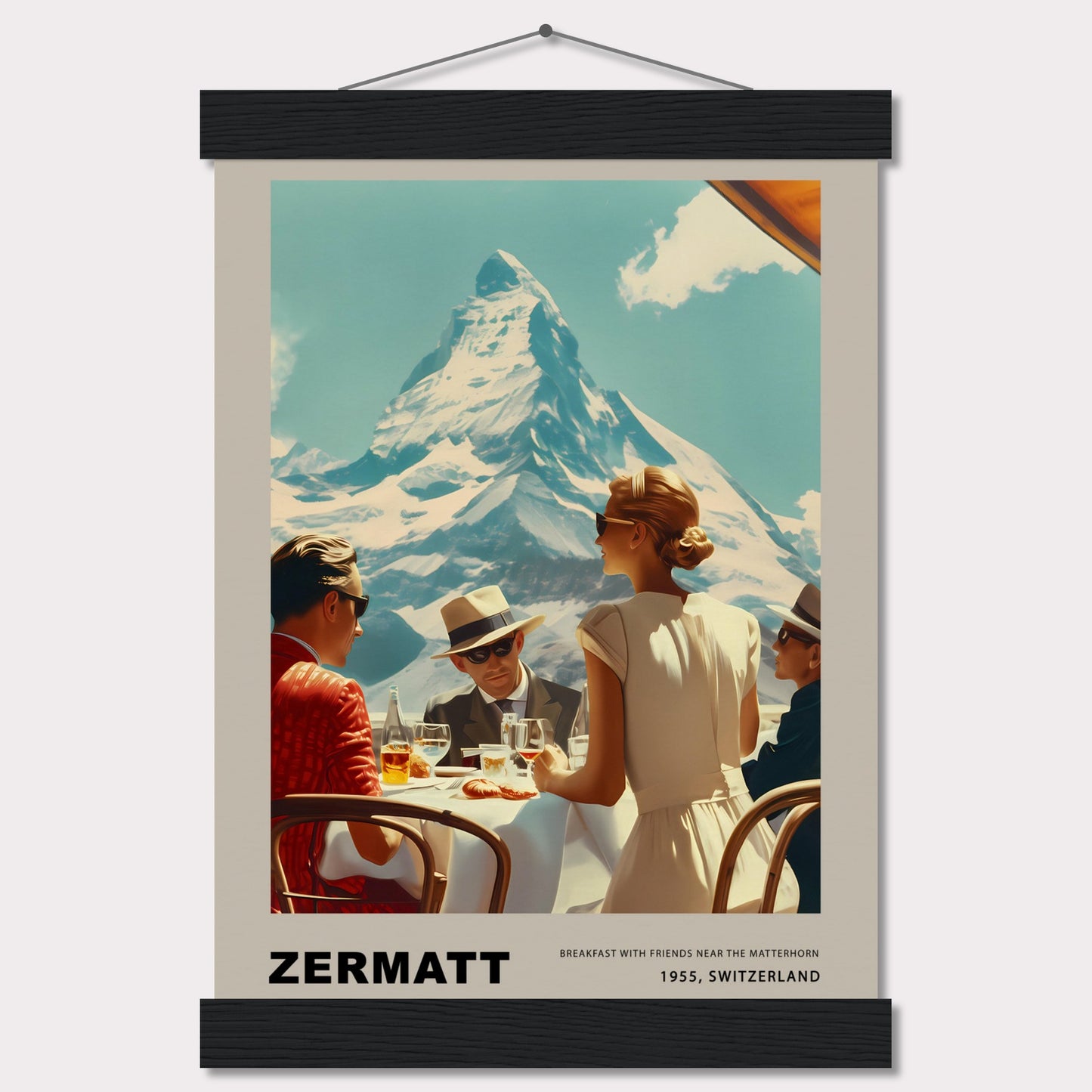 Poster titled 'Breakfast in Zermatt with Hanger' from ArtDarts