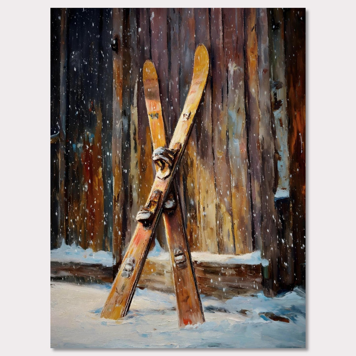 Poster titled 'Old Skis, Alpine Shed' from ArtDarts