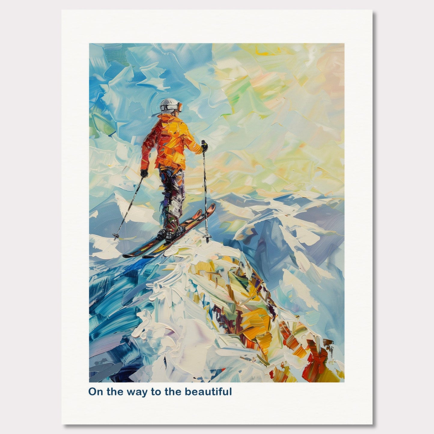 Poster titled 'Skier at the top of the Alps Poster' from ArtDarts