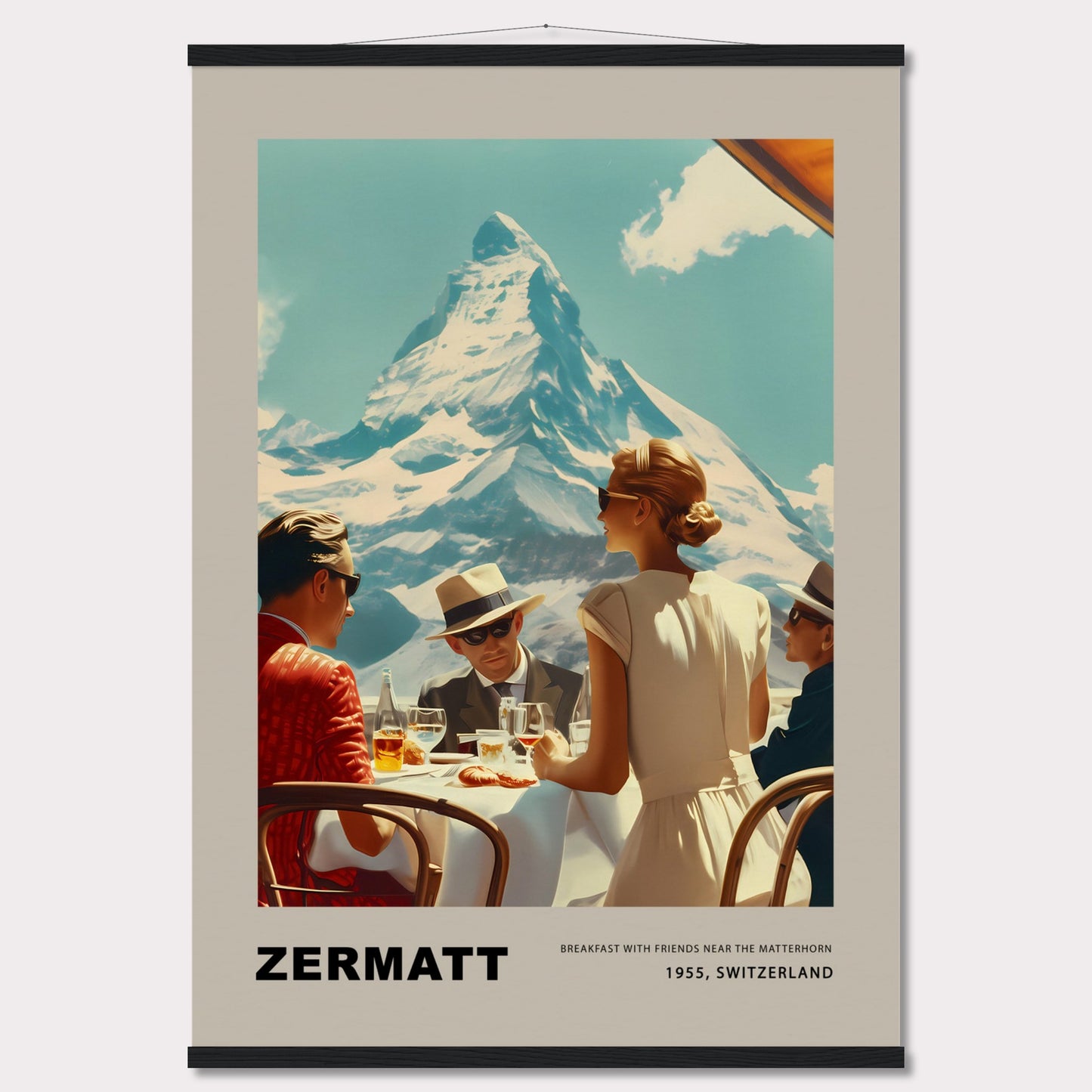 Poster titled 'Breakfast in Zermatt with Hanger' from ArtDarts