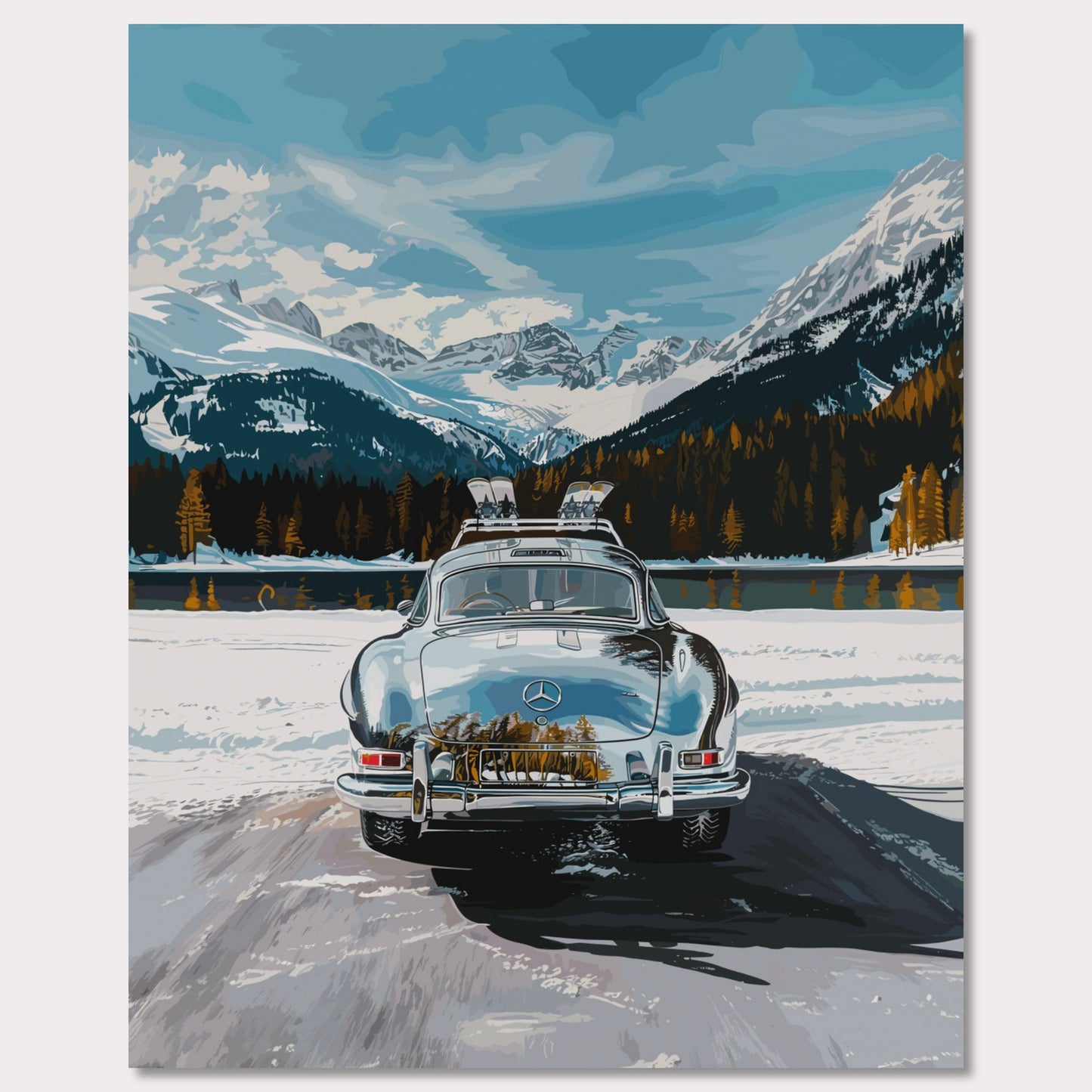 Poster titled 'Mercedes on Ice St Moritz Poster' from ArtDarts
