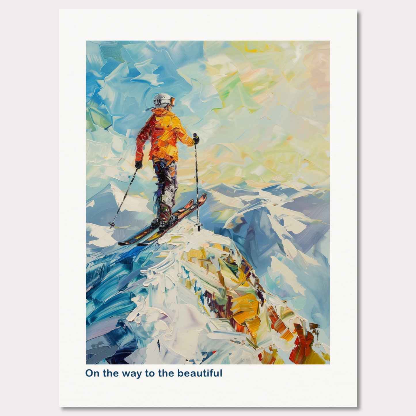 Poster titled 'Skier at the top of the Alps Poster' from ArtDarts