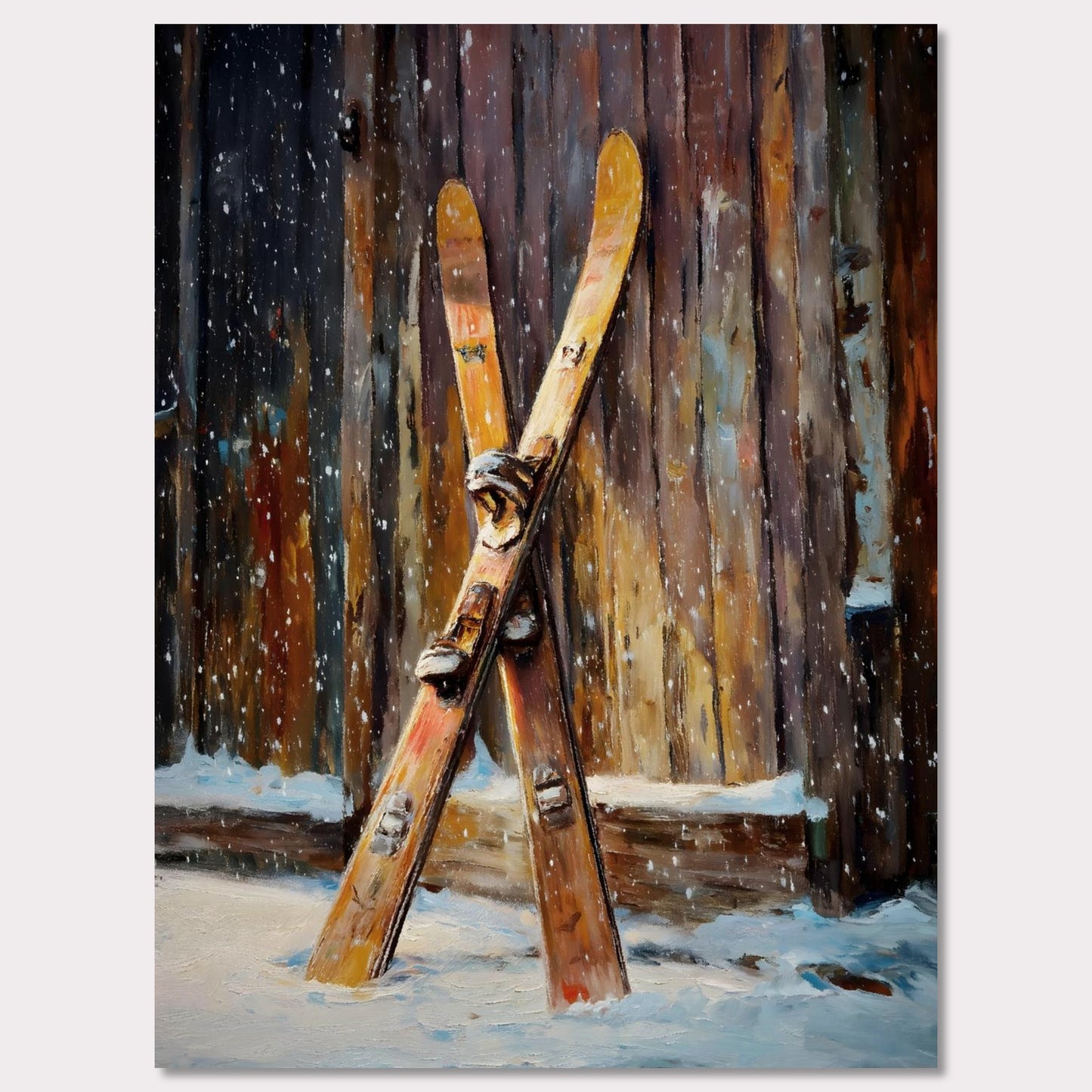 Poster titled 'Old Skis, Alpine Shed' from ArtDarts