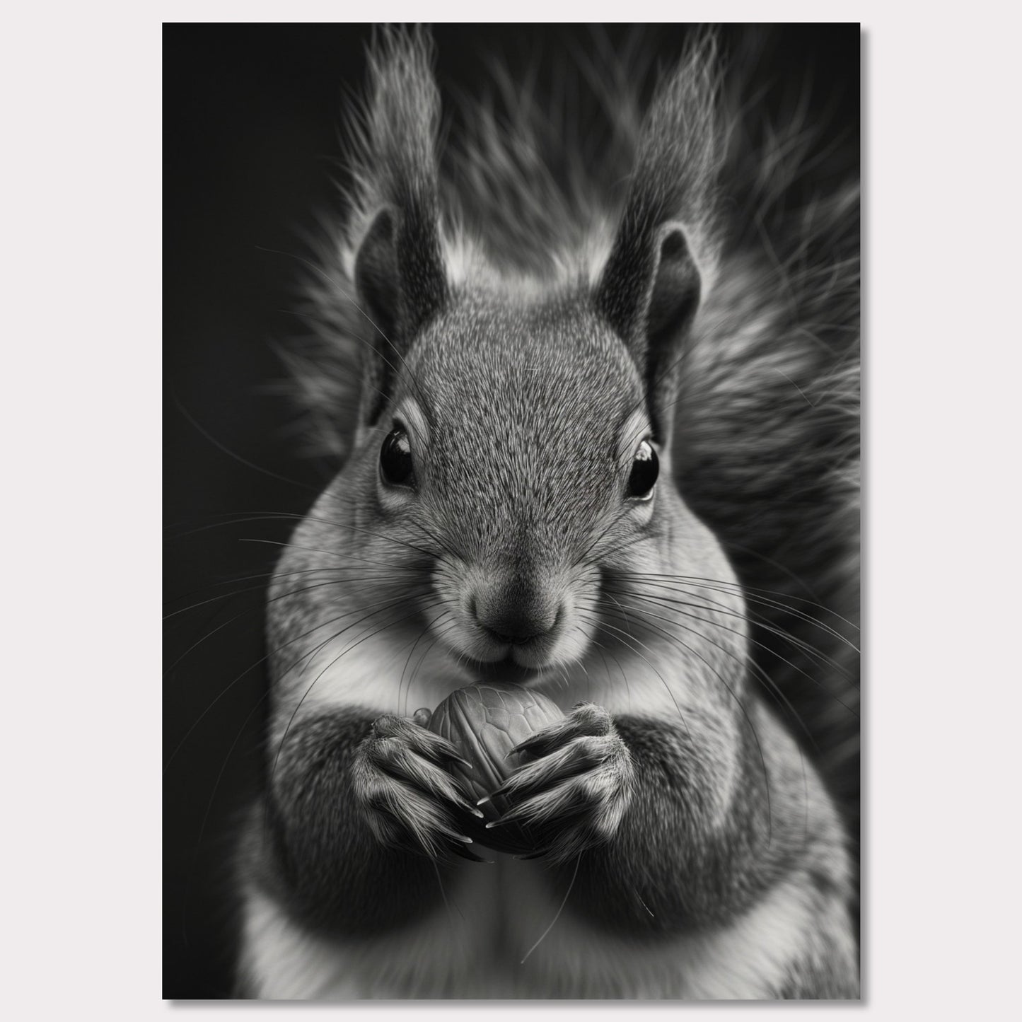 Poster titled 'Black and white portrait of a squirrel Poster' from ArtDarts