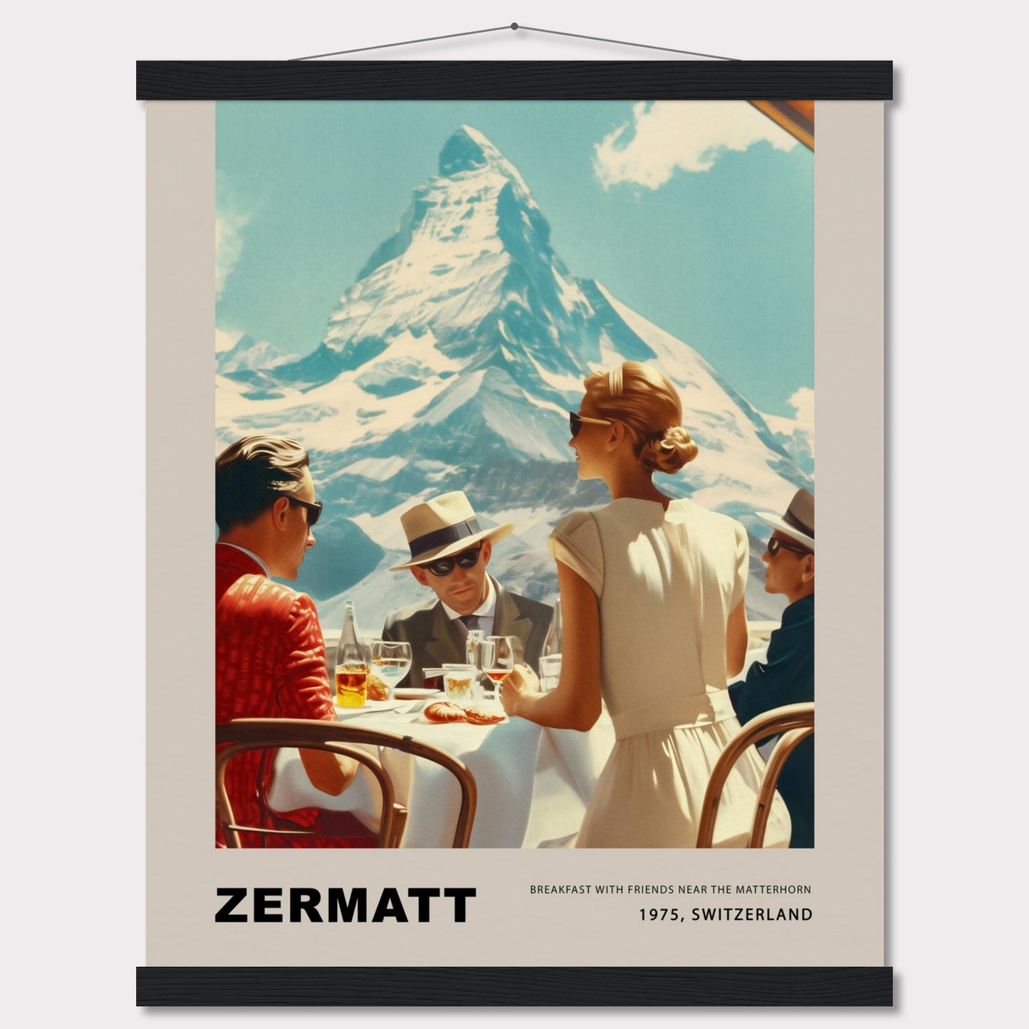 Poster titled 'Breakfast in Zermatt with Hanger' from ArtDarts