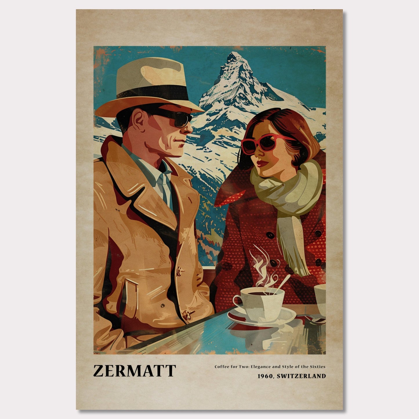Poster titled 'Coffee for Two,Zermatt' from ArtDarts