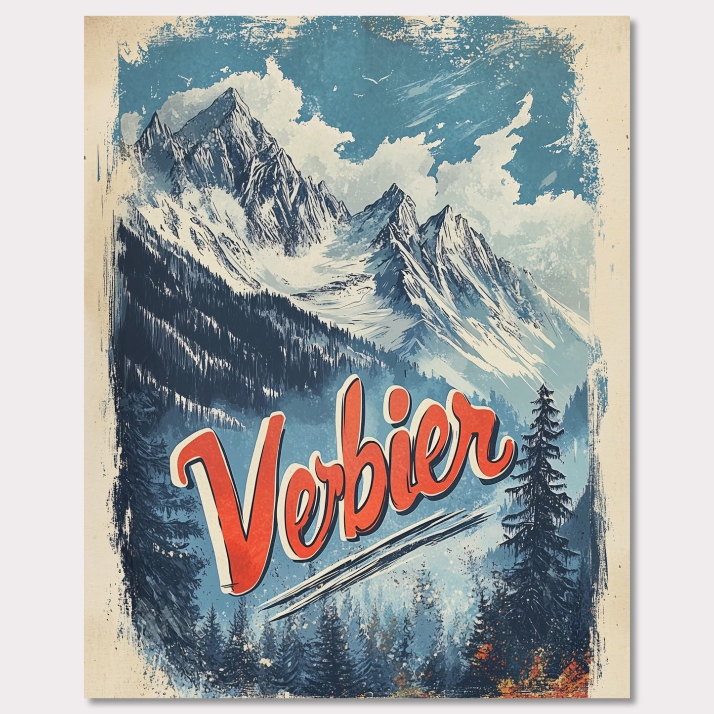 Poster titled 'Verbier - Majestic Peaks' from ArtDarts