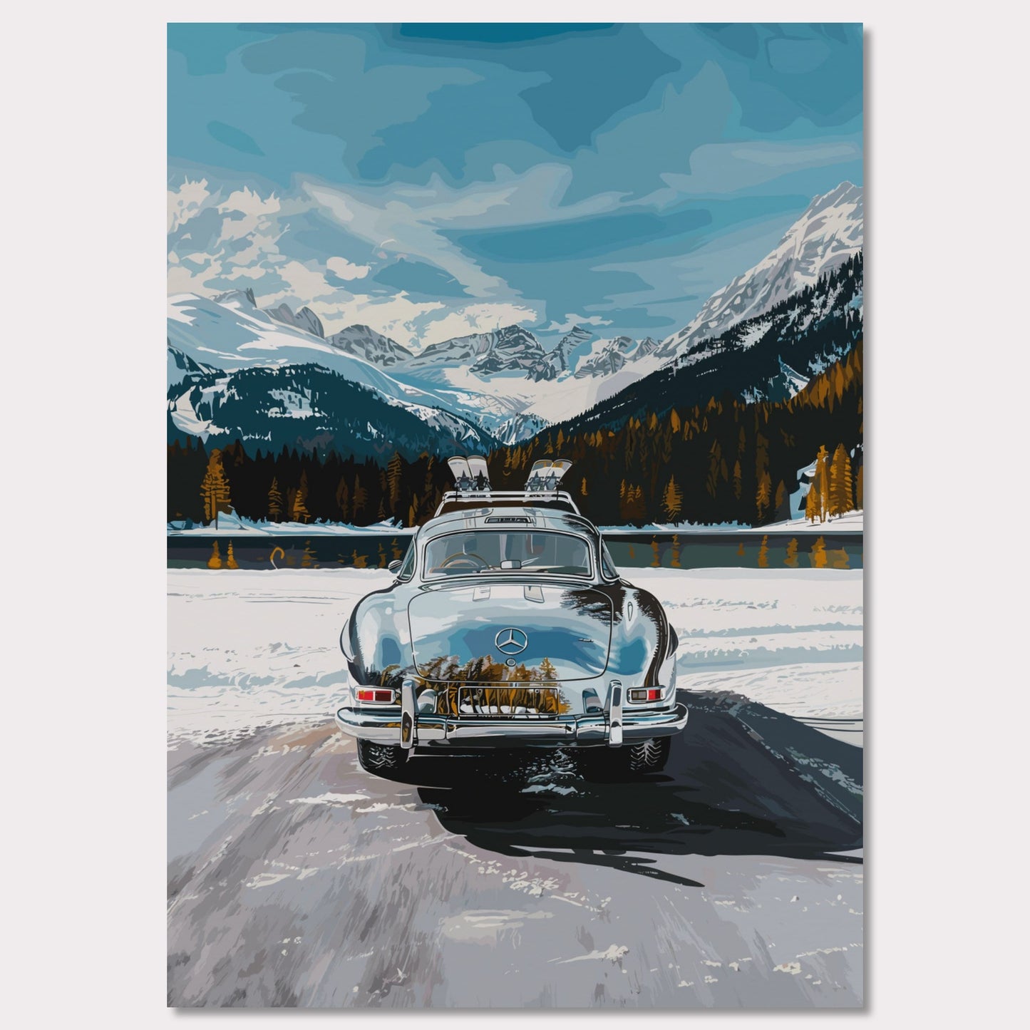 Poster titled 'Mercedes on Ice St Moritz Poster' from ArtDarts
