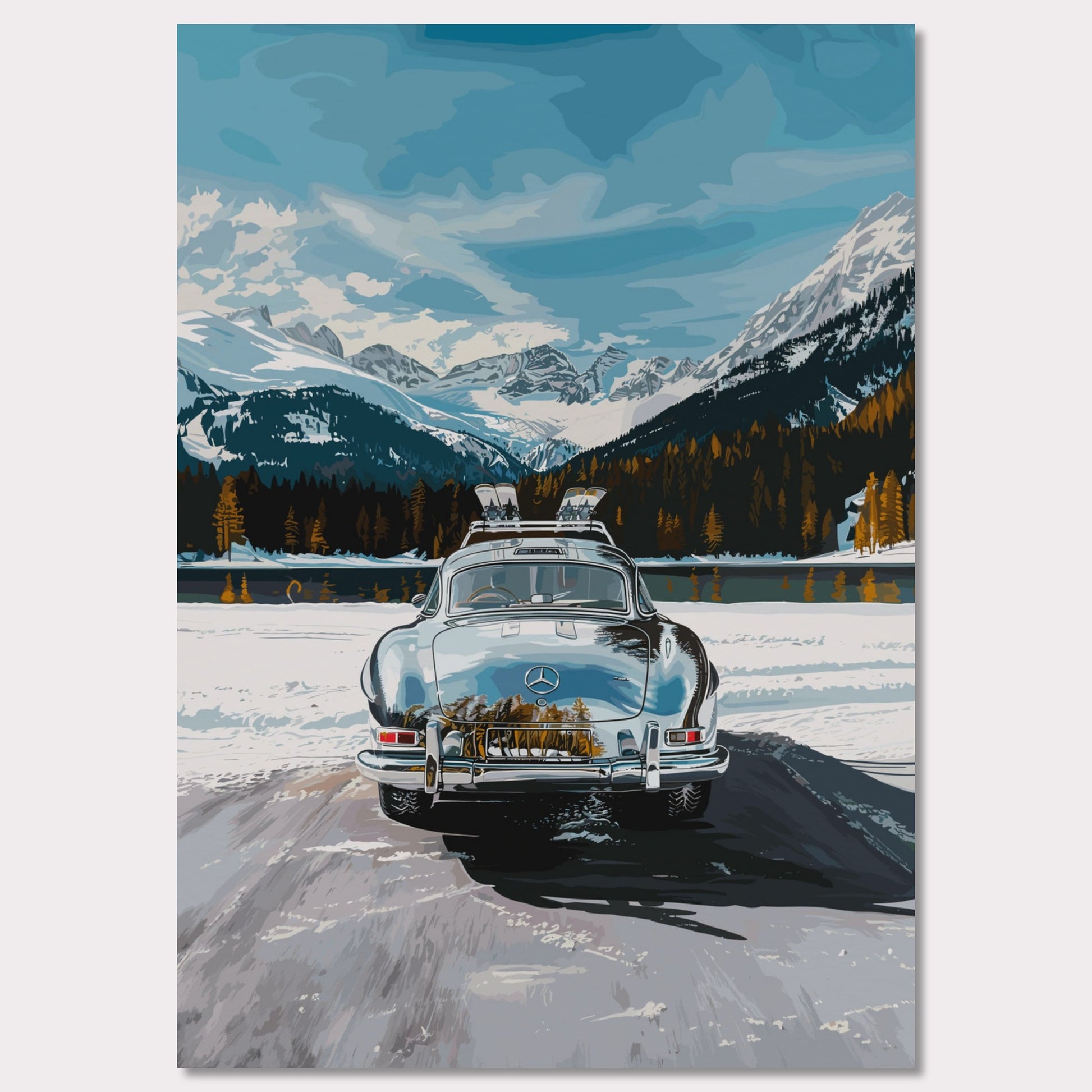 Poster titled 'Mercedes on Ice St Moritz Poster' from ArtDarts