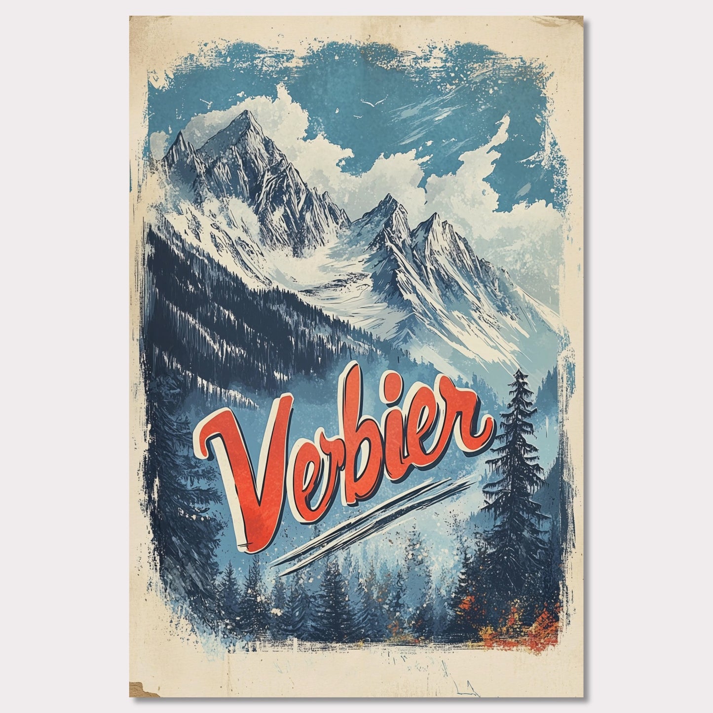 Poster titled 'Verbier - Majestic Peaks' from ArtDarts