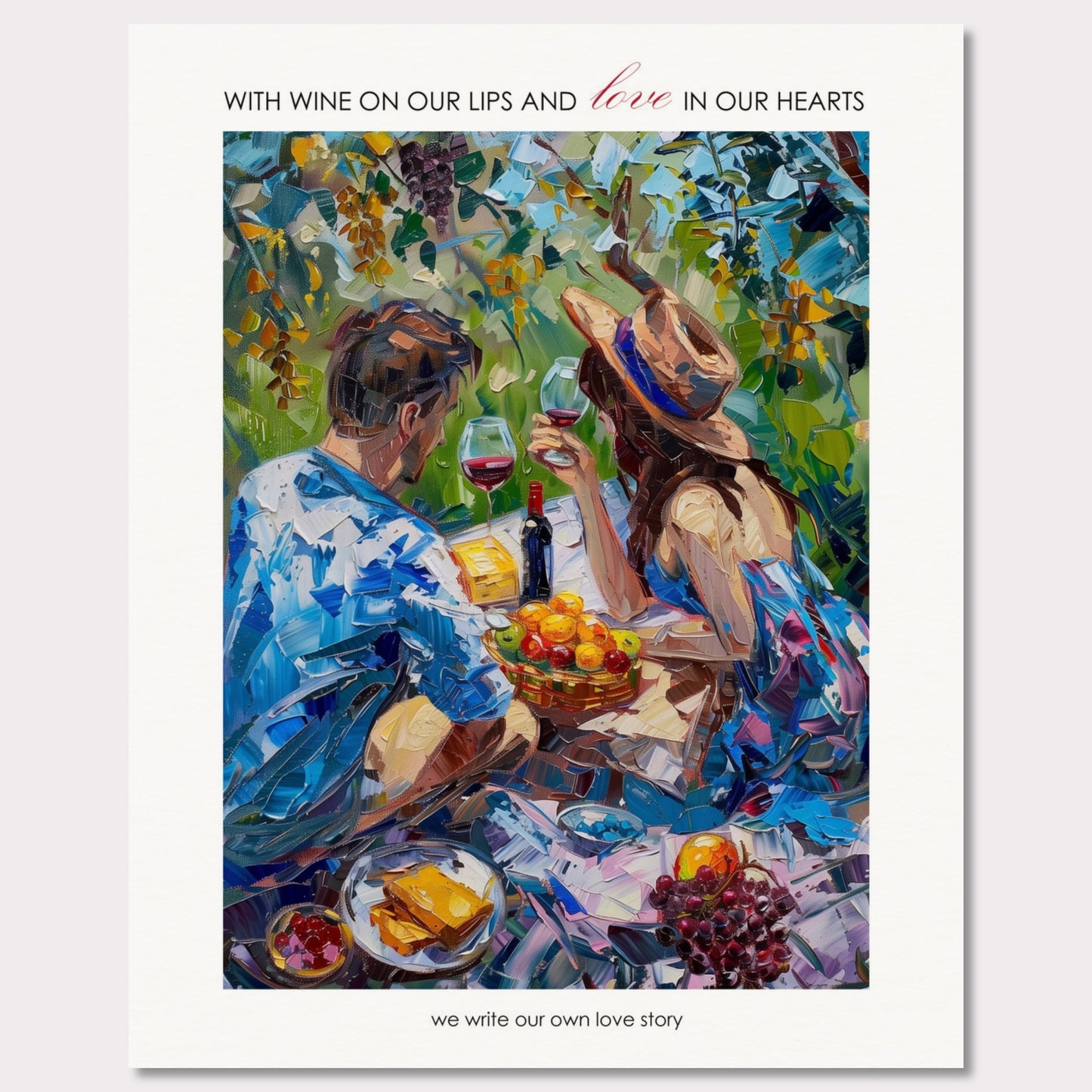 Poster titled 'Couple on a summer picnic Poster' from ArtDarts