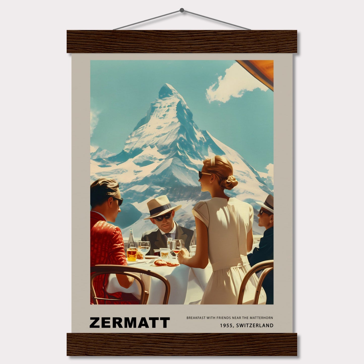 Poster titled 'Breakfast in Zermatt with Hanger' from ArtDarts