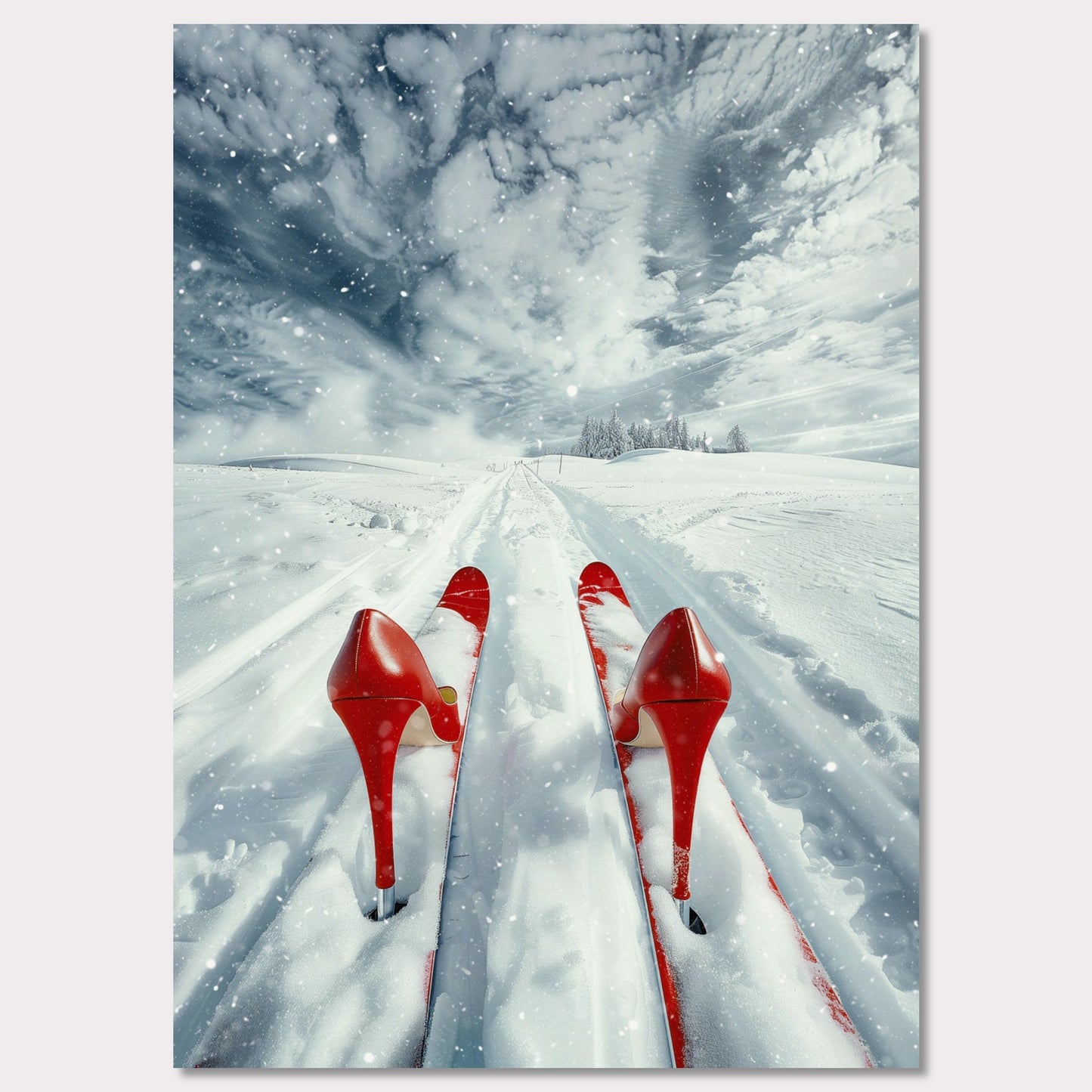 Poster titled 'High Heels, High Thrills' from ArtDarts