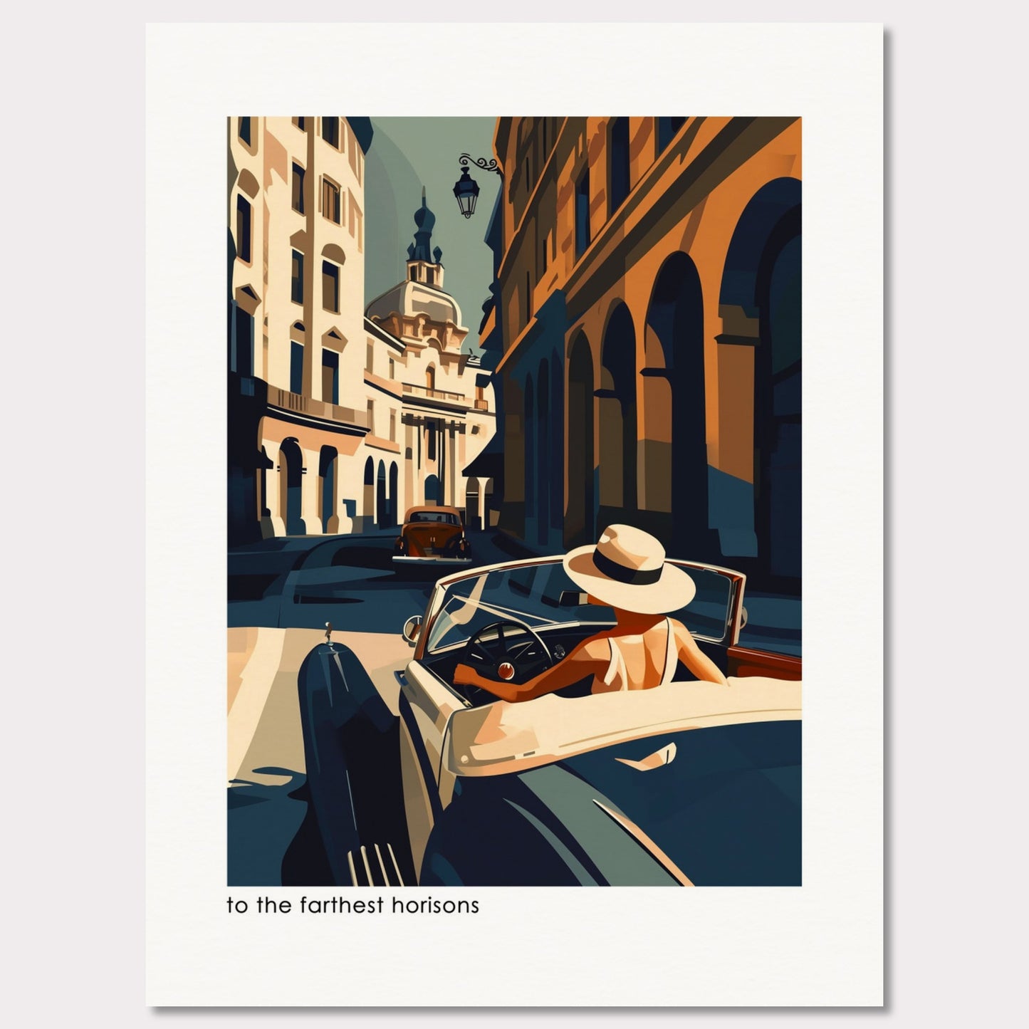 Poster titled 'Girl in a convertible vintage Poster' from ArtDarts