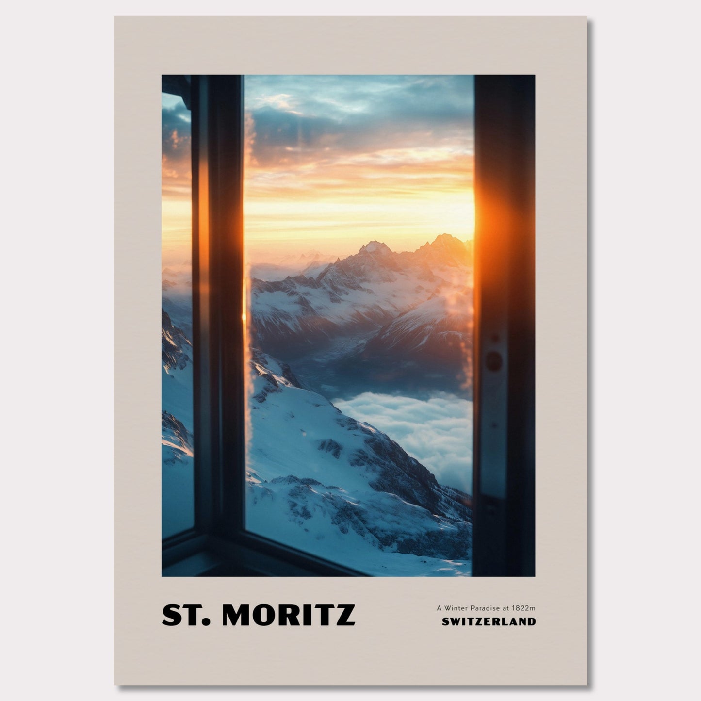Poster titled 'ST. MORITZ. A Winter Paradise at 1822' from ArtDarts