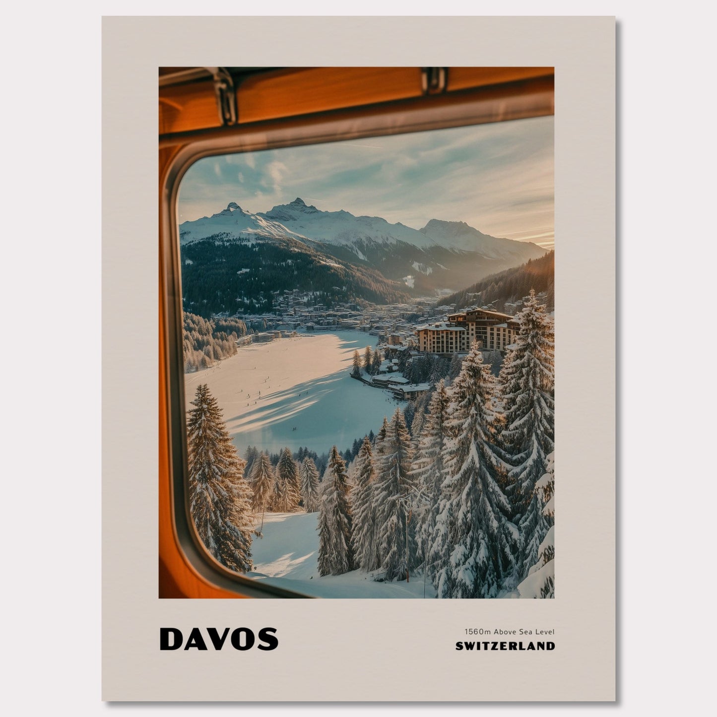 Poster titled 'DAVOS. 1560m Above Sea Level' from ArtDarts