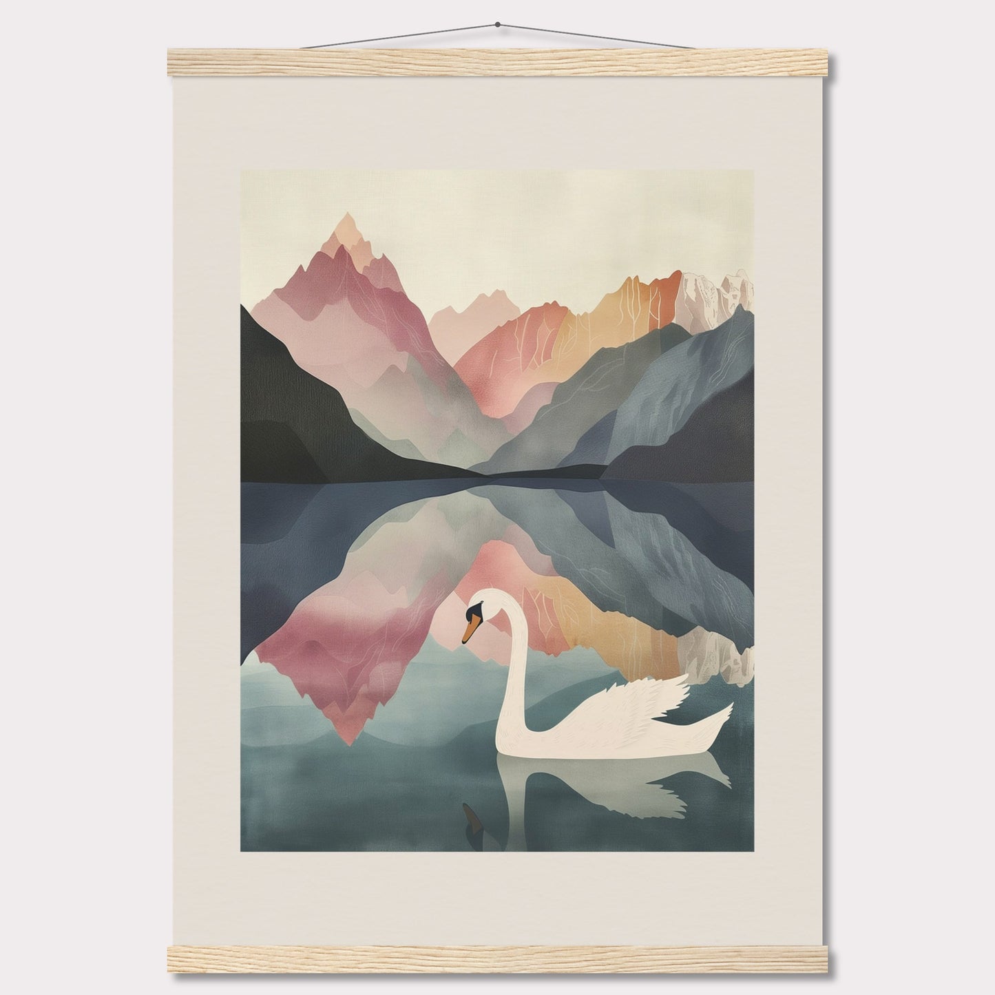 Poster titled 'White Swan on the Lake Geneva with Hanger' from ArtDarts