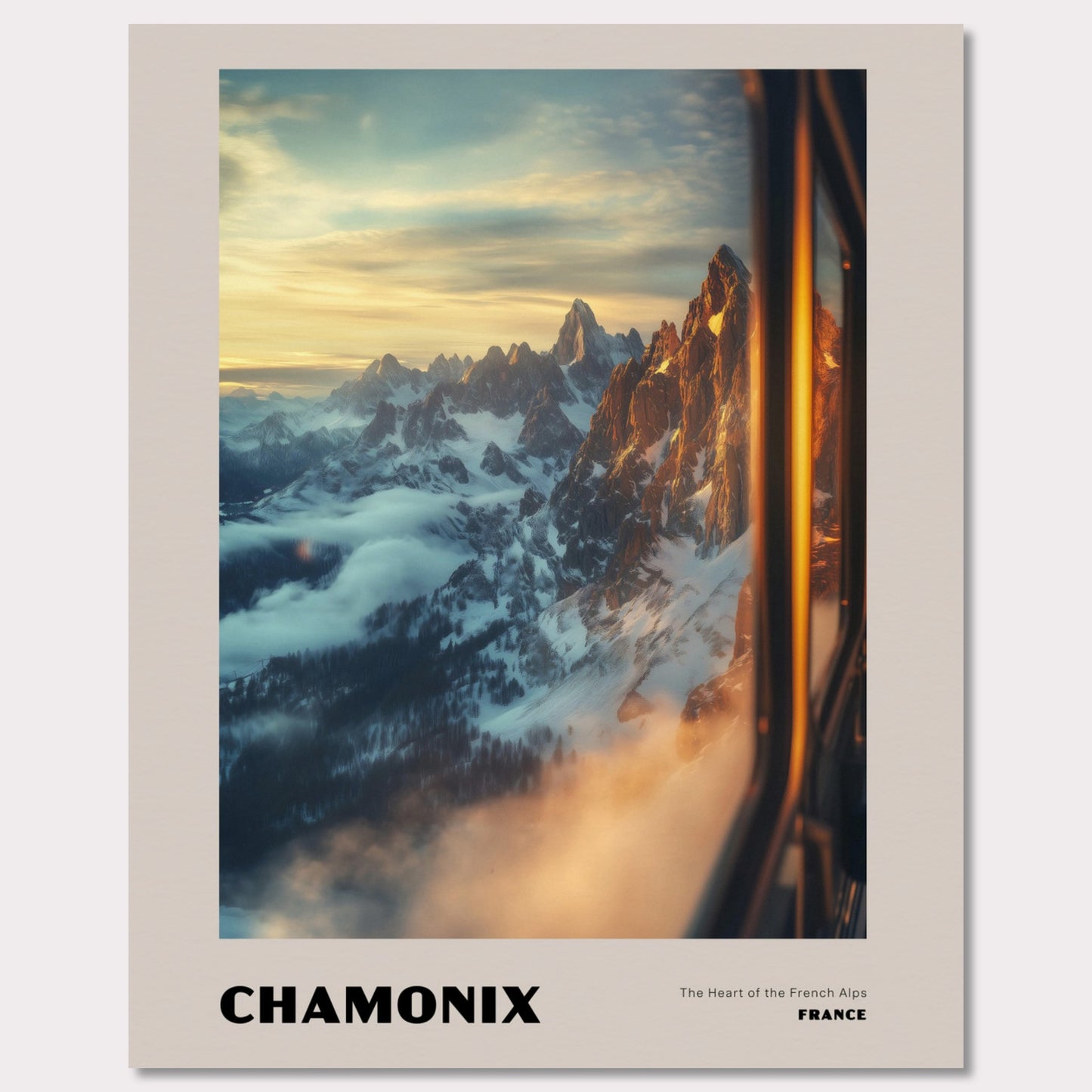 Poster titled 'CHAMONIX. The Heart of the French Alps' from ArtDarts