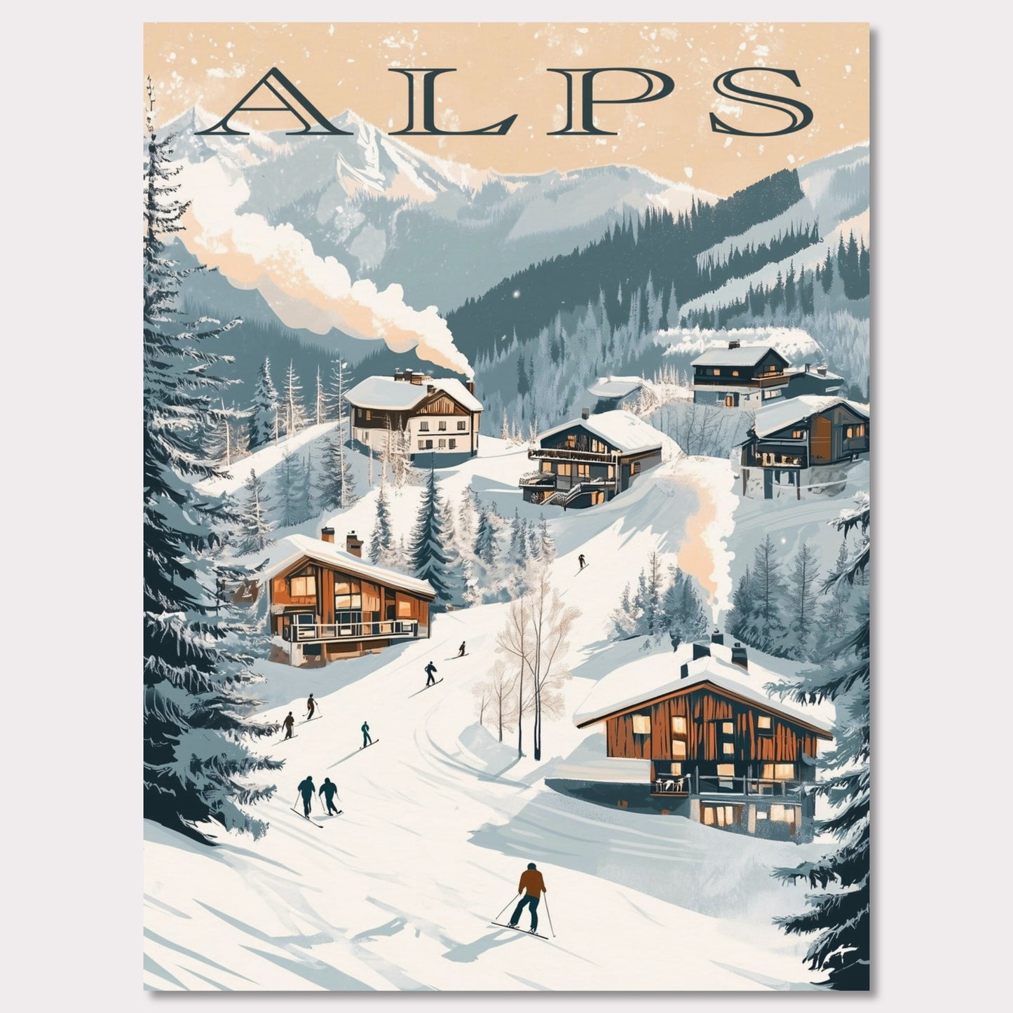 Poster titled 'Alps - Ski Resort Adventure' from ArtDarts