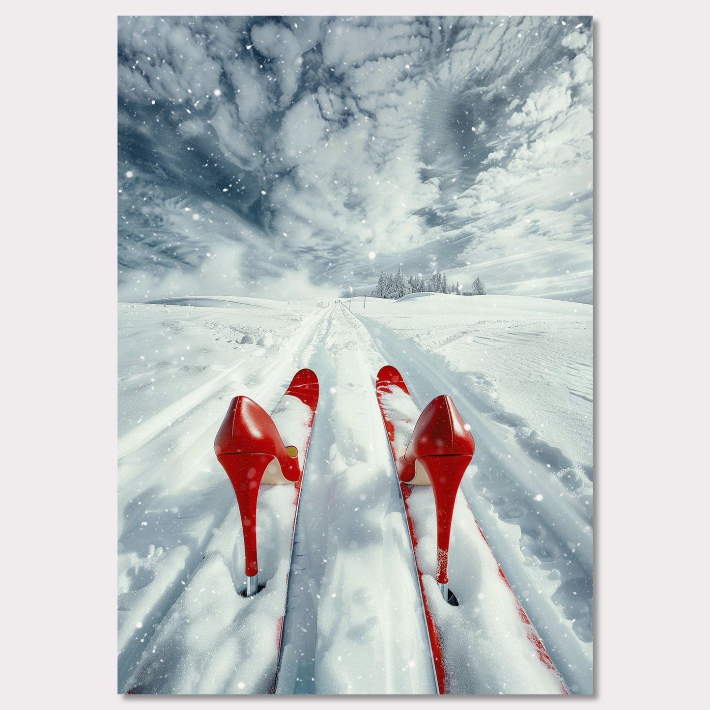 Poster titled 'High Heels, High Thrills' from ArtDarts