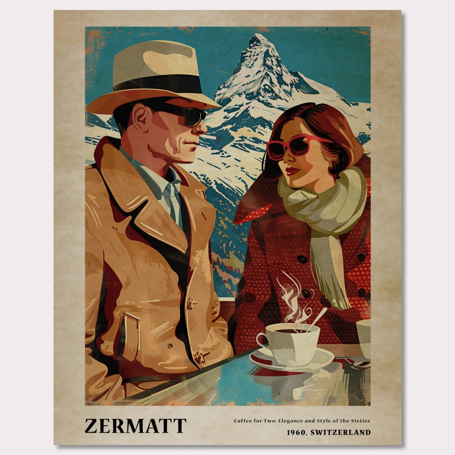 Poster titled 'Coffee for Two,Zermatt' from ArtDarts