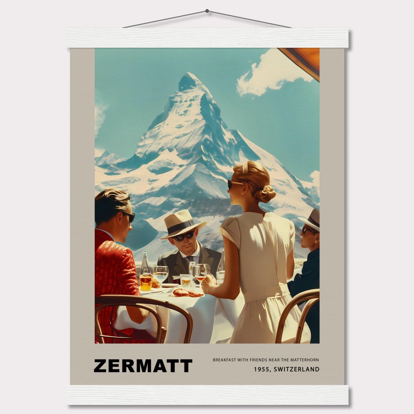 Poster titled 'Breakfast in Zermatt with Hanger' from ArtDarts