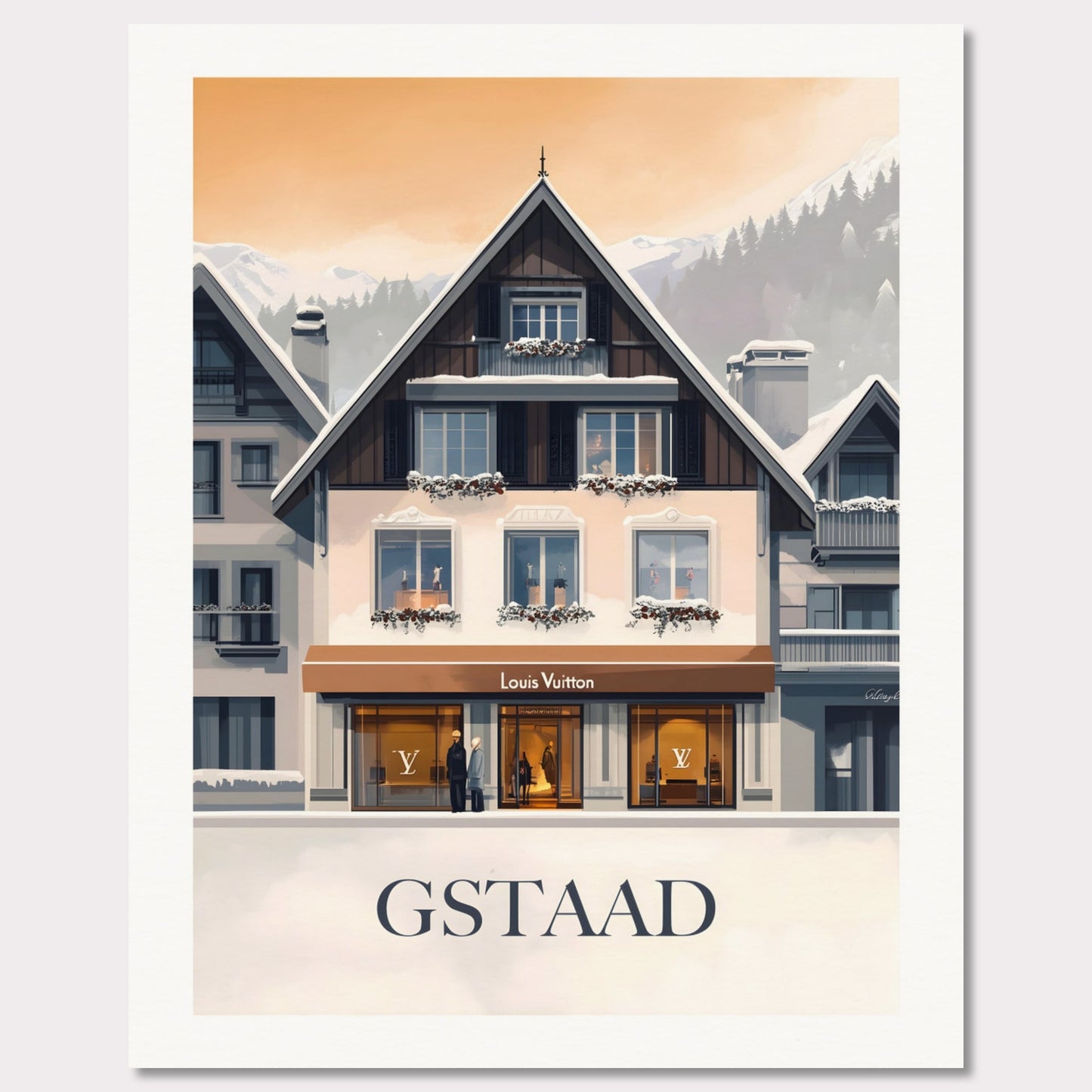Poster titled 'Gstaad – Luxury & Tradition' from ArtDarts