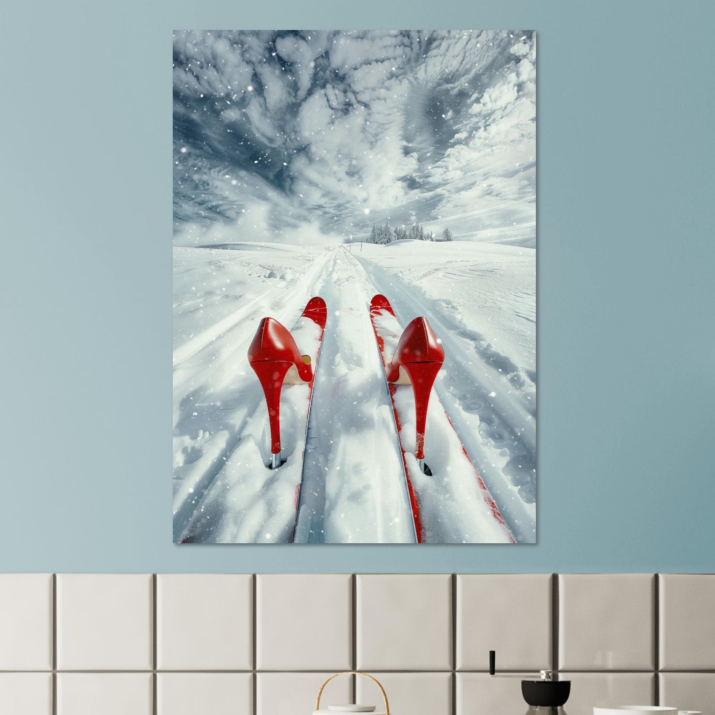 Poster titled 'High Heels, High Thrills' from ArtDarts