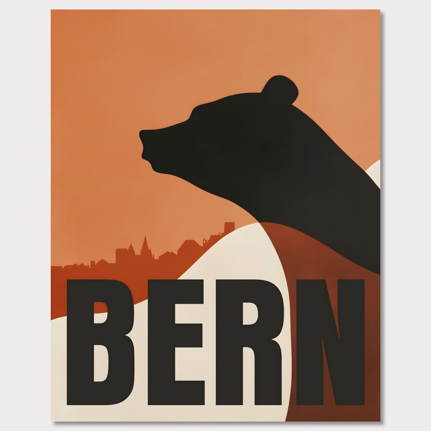 Poster titled 'Bern Silhouette: Harmony in Shadows' from ArtDarts
