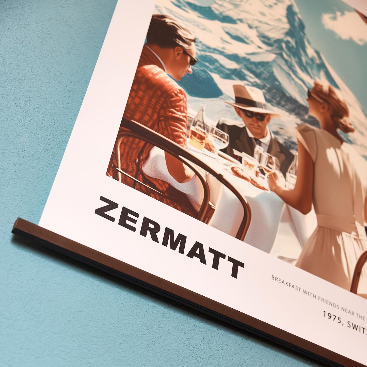 Poster titled 'Breakfast in Zermatt with Hanger' from ArtDarts