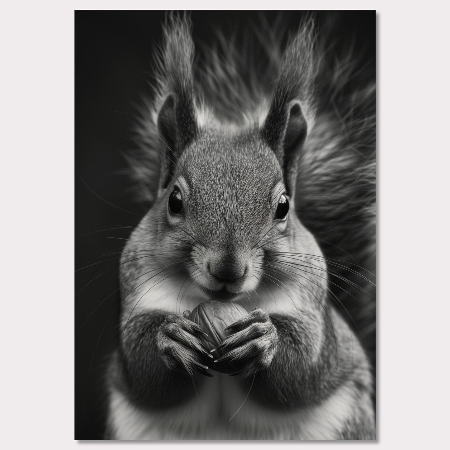 Poster titled 'Black and white portrait of a squirrel Poster' from ArtDarts